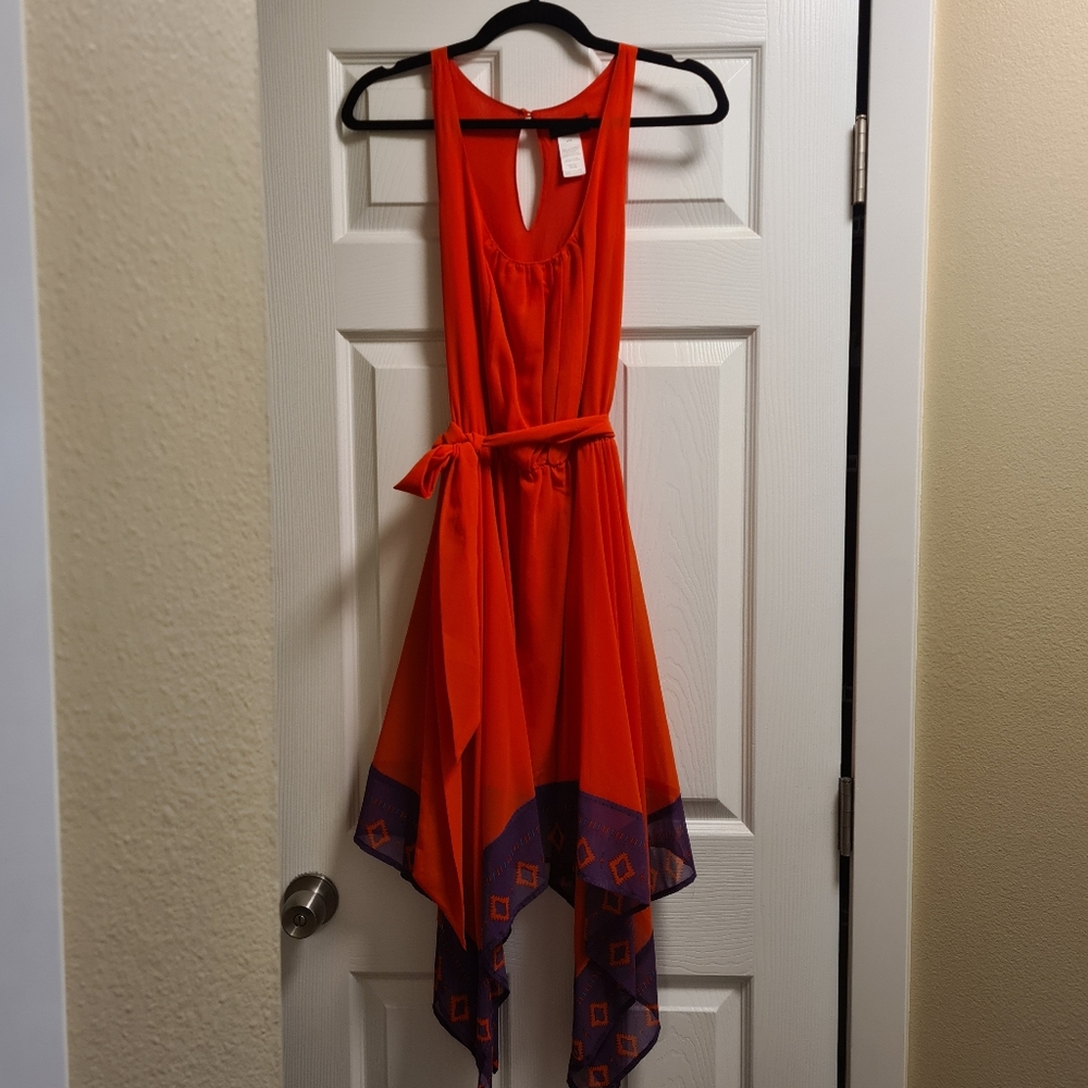 Asymmetrical Bright Red/Orange Party Dress